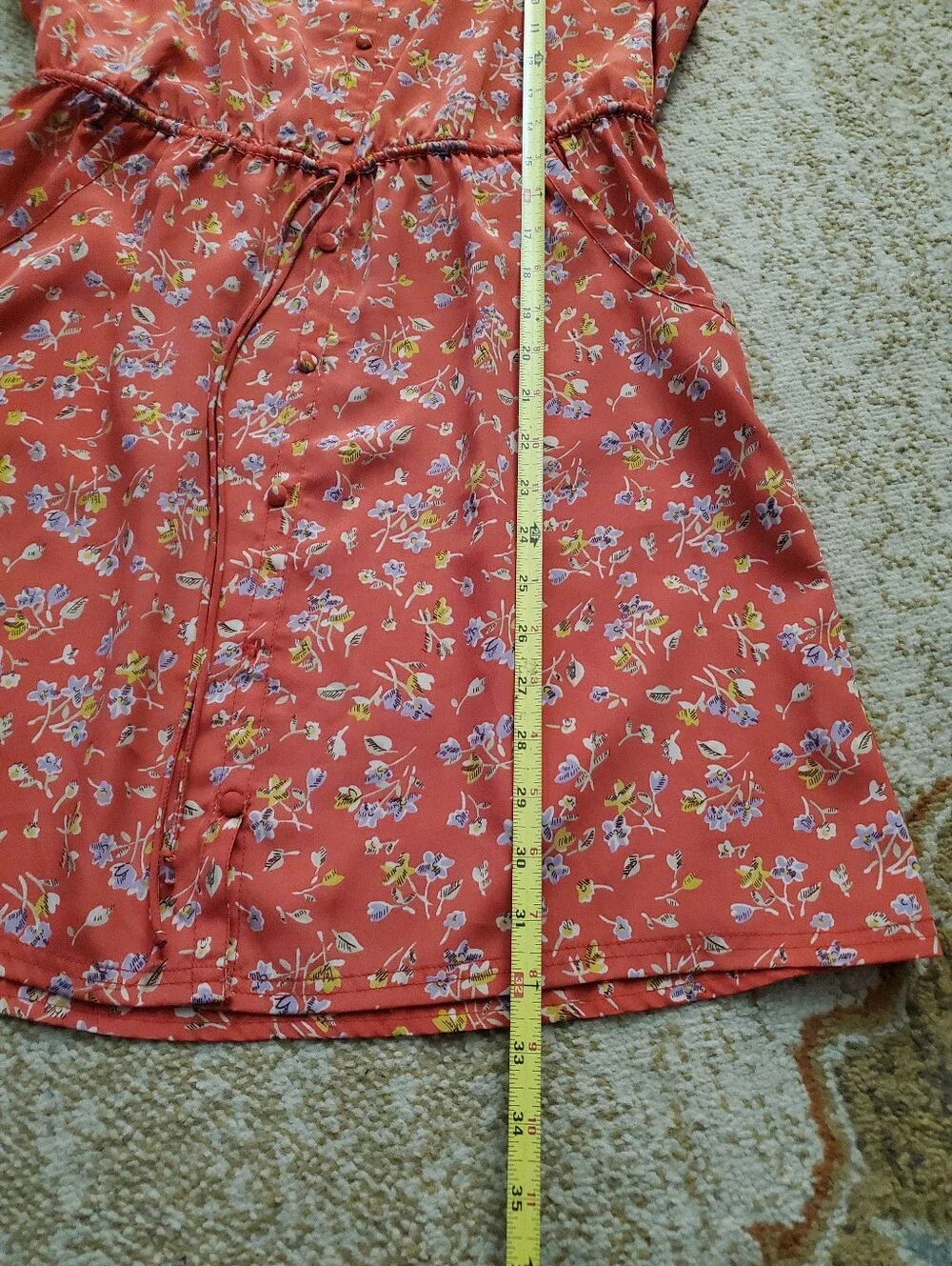 AMERICAN EAGLE Floral Strappy Elastic Drawstring Waist Mini Dress 8